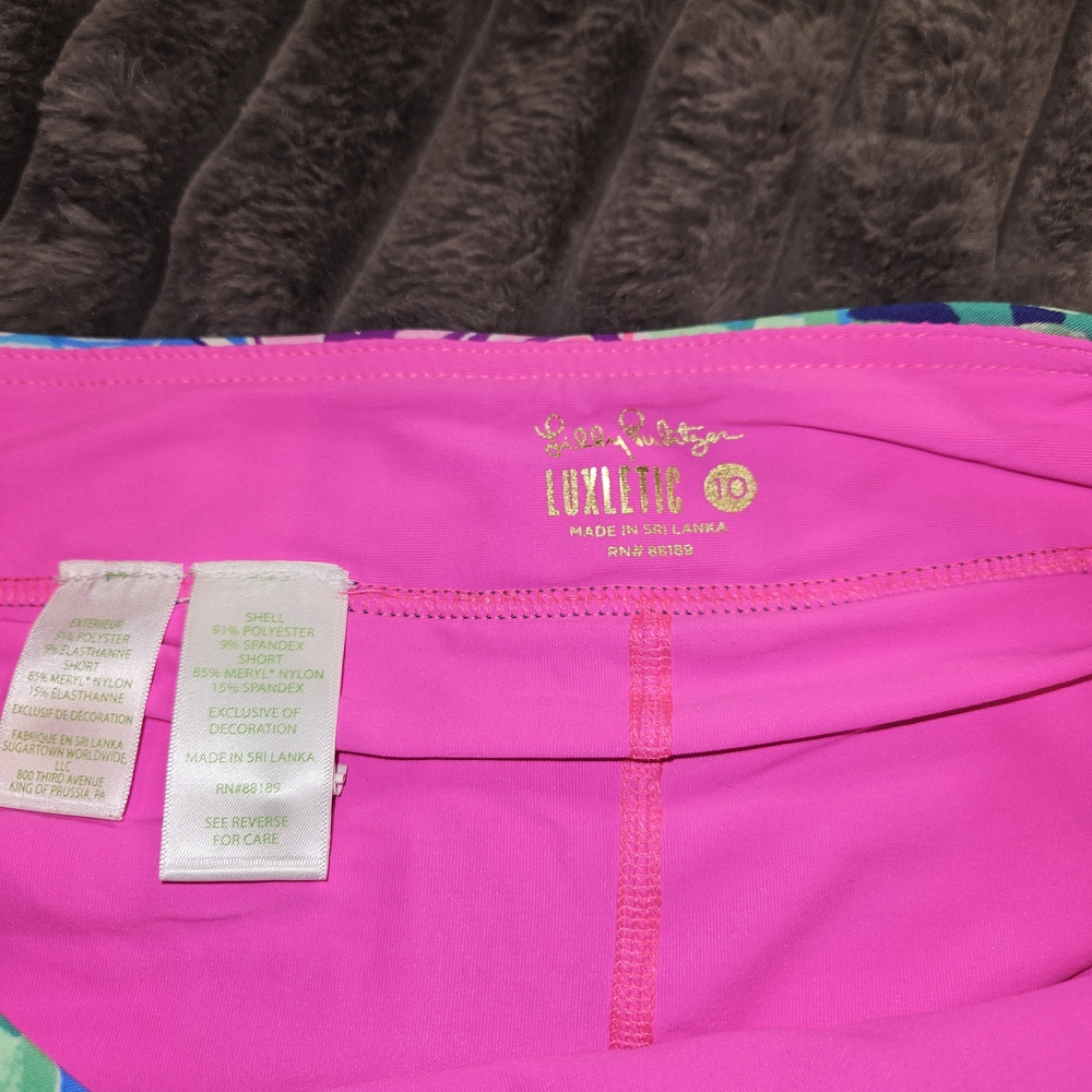 Lilly Pulitzer Luxletic Blue Floral Mini Skirt With Built-In Shorts - Picture 3 of 4